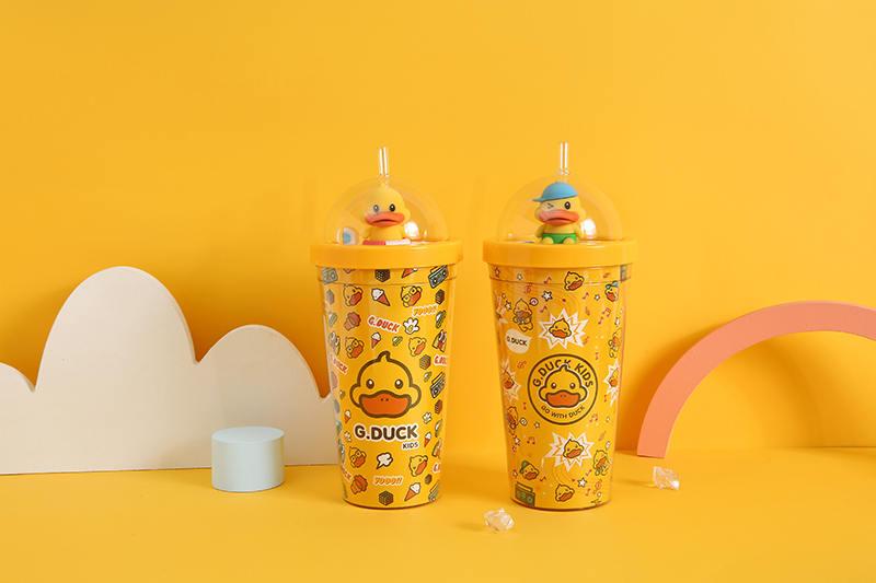 哈罗小黄鸭 潮酷弹跳塑料水杯g.8902,壹品星选