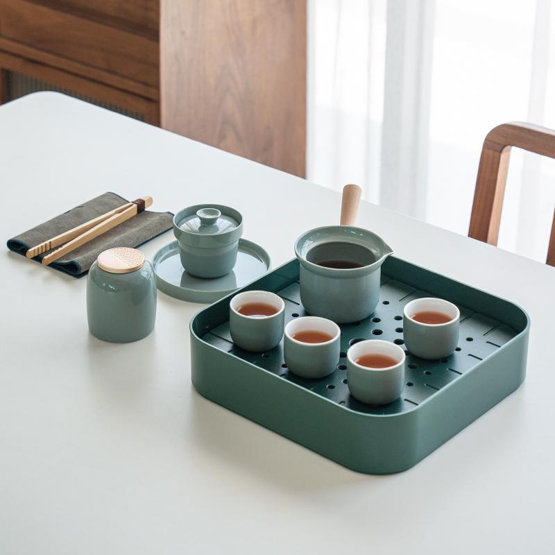 鸣盏 羊脂玉瓷茶具八件套mz8010,合屿礼品定购平台