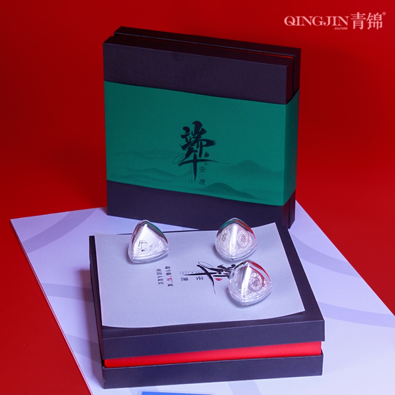 青锦 发财赢粽纯银粽粽礼传情端午礼盒