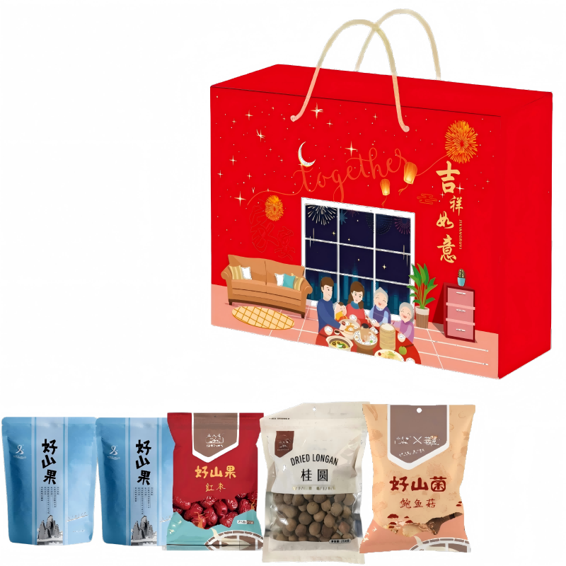 山义雨  香菇木耳鲍鱼菇桂圆礼盒716g