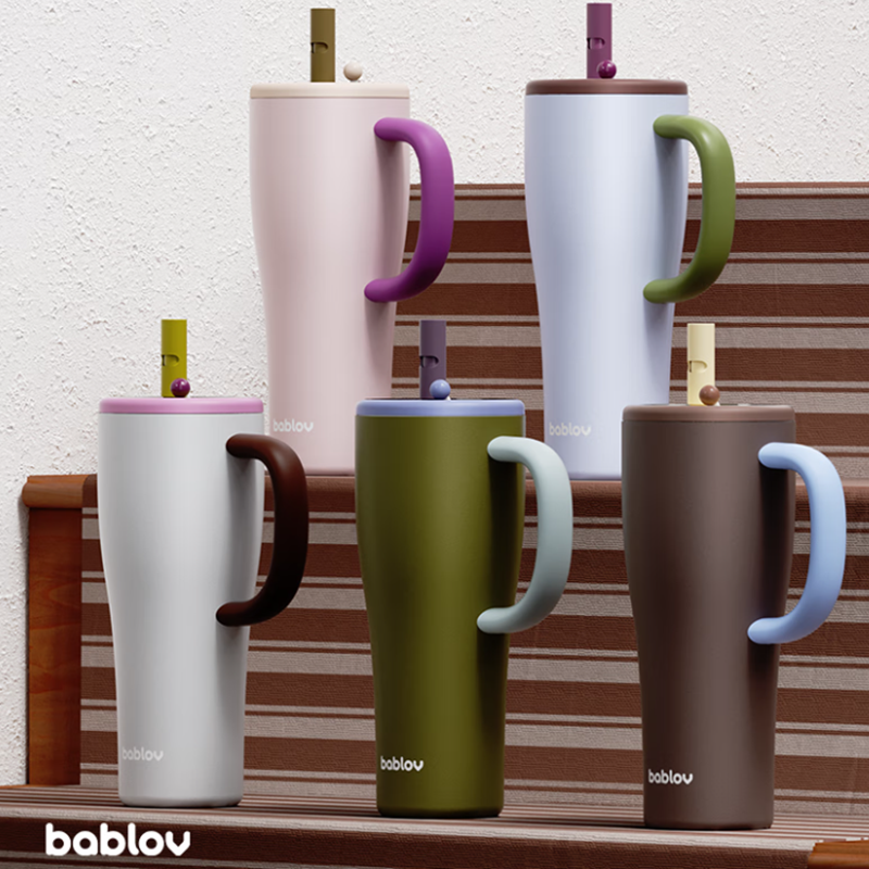 花伴森  大容量把手杯保温杯1000mlTG-MB6921