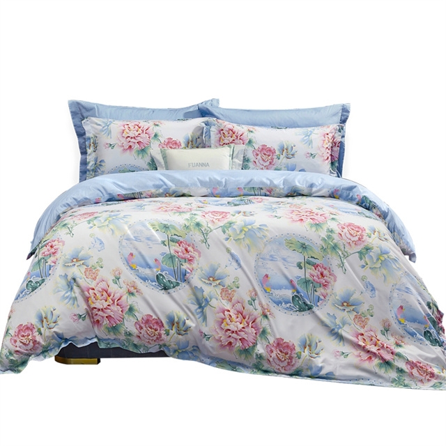 富安娜 磨毛四件套-江南芙蕖（限量200套，1个ID限1单）