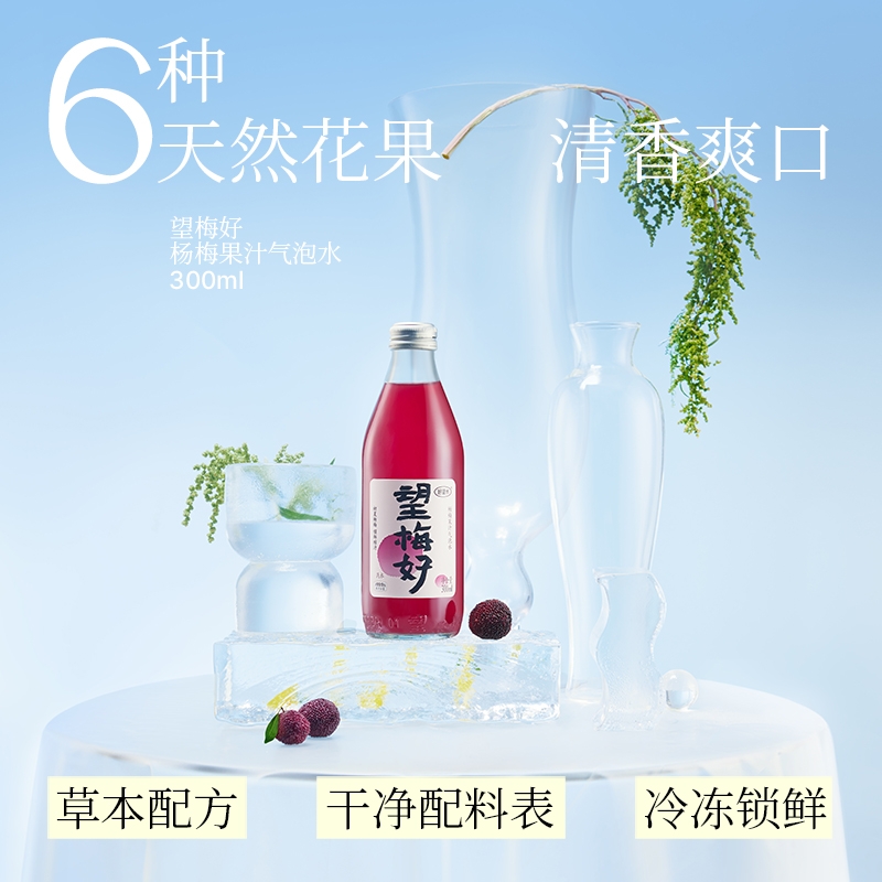 好望水 望梅好杨梅果汁气泡水300ml*24瓶