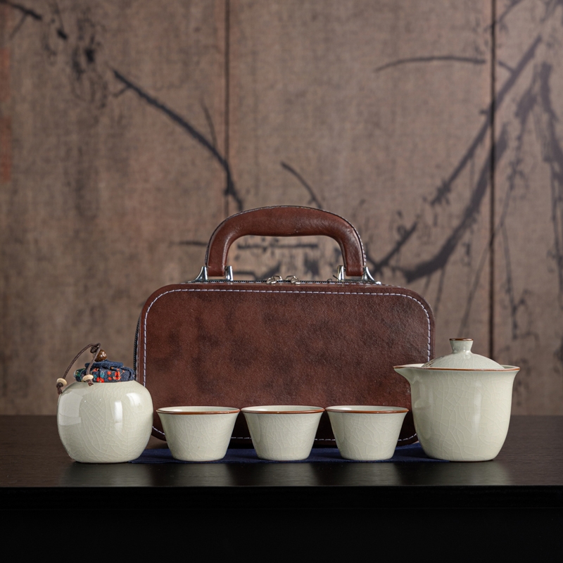 樱絮  汝窑旅行茶具套装可定制logo