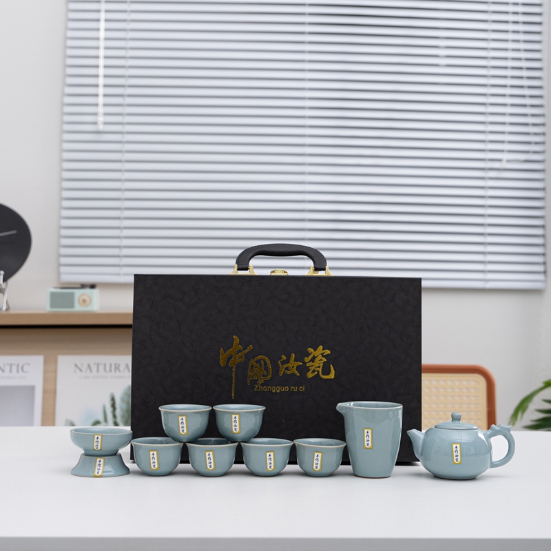 樱絮  10头中国汝瓷汝窑茶具套装