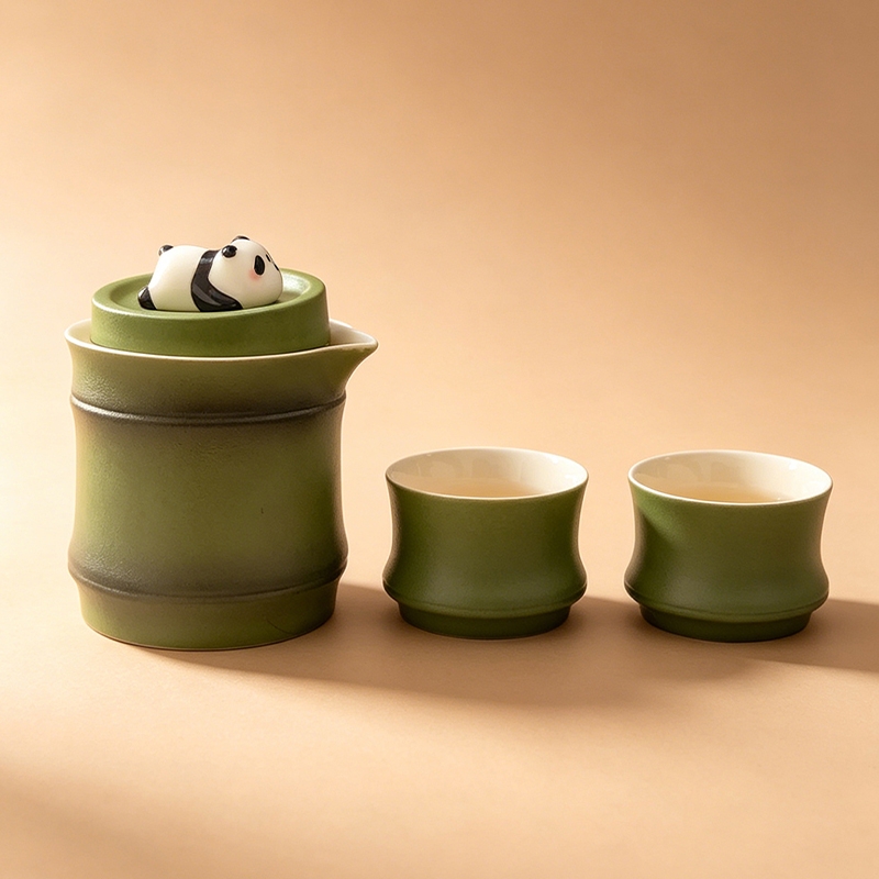 匠界新物  趴趴熊猫快客杯便携茶具PPXKK-01