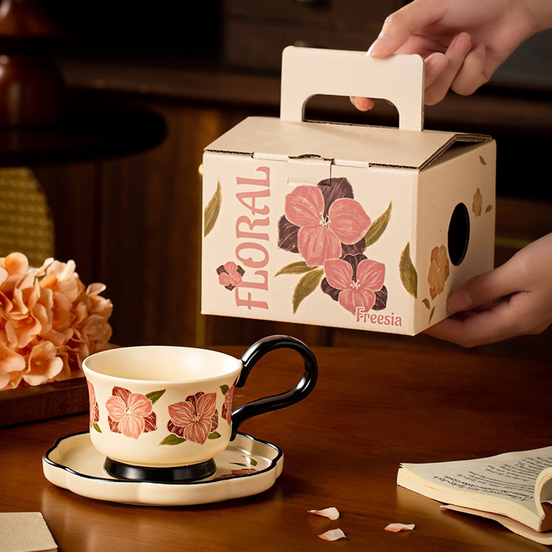 中古花卉陶瓷杯230ml3799