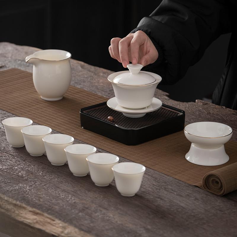 翀忞 羊脂玉茶具套装k12,合屿礼品定购平台