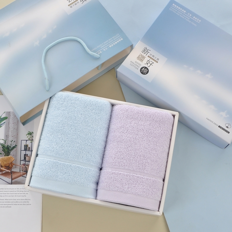 奥来纯  纯棉素缎双巾礼盒