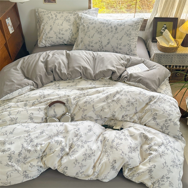 花花公子  小清新碎花双拼水柔棉四件套家纺PLAYBOY-157