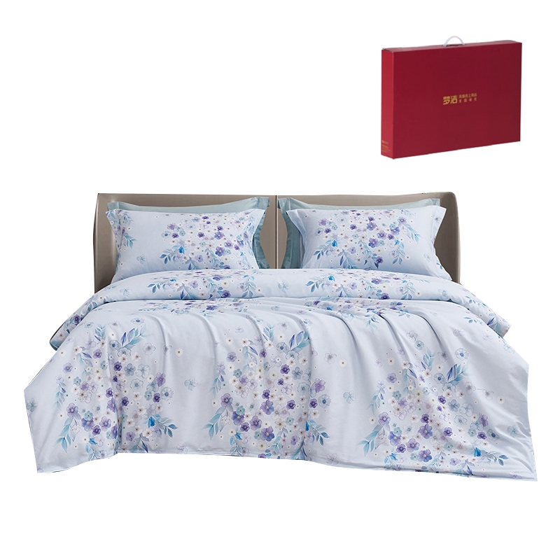 梦洁家纺  纯棉印花四件套紫妍花开1010189058AX011
