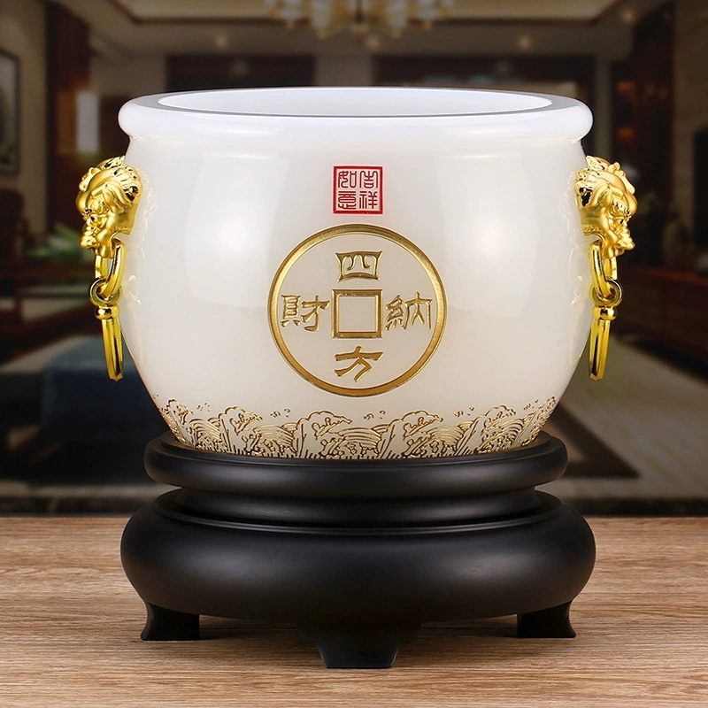 全锦  四方纳财琉璃聚宝盆招财工艺摆件