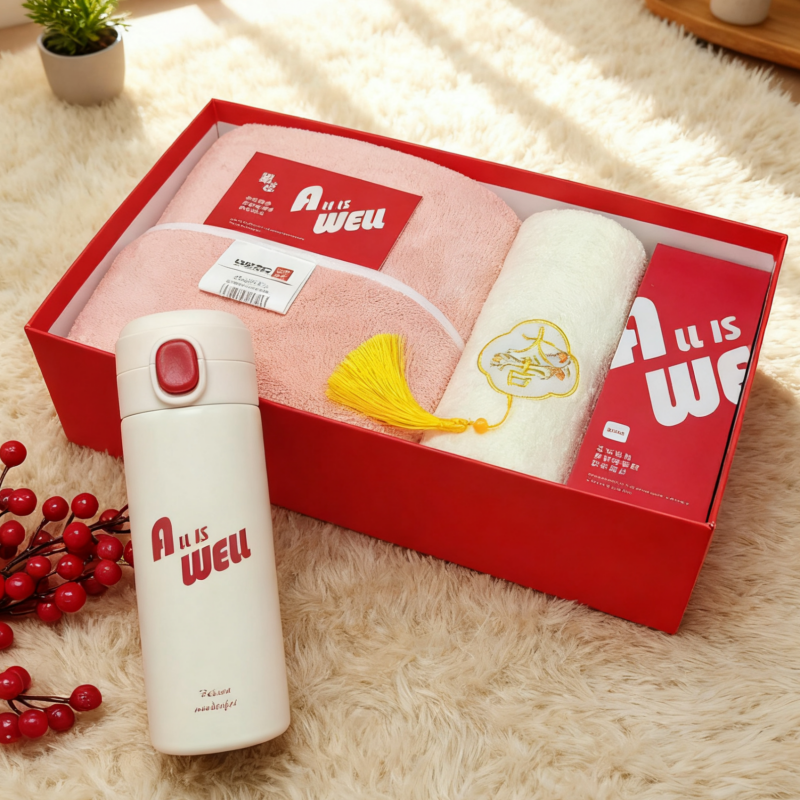 优品尚竹  炫彩保温杯毛浴巾套装Y3A13B11