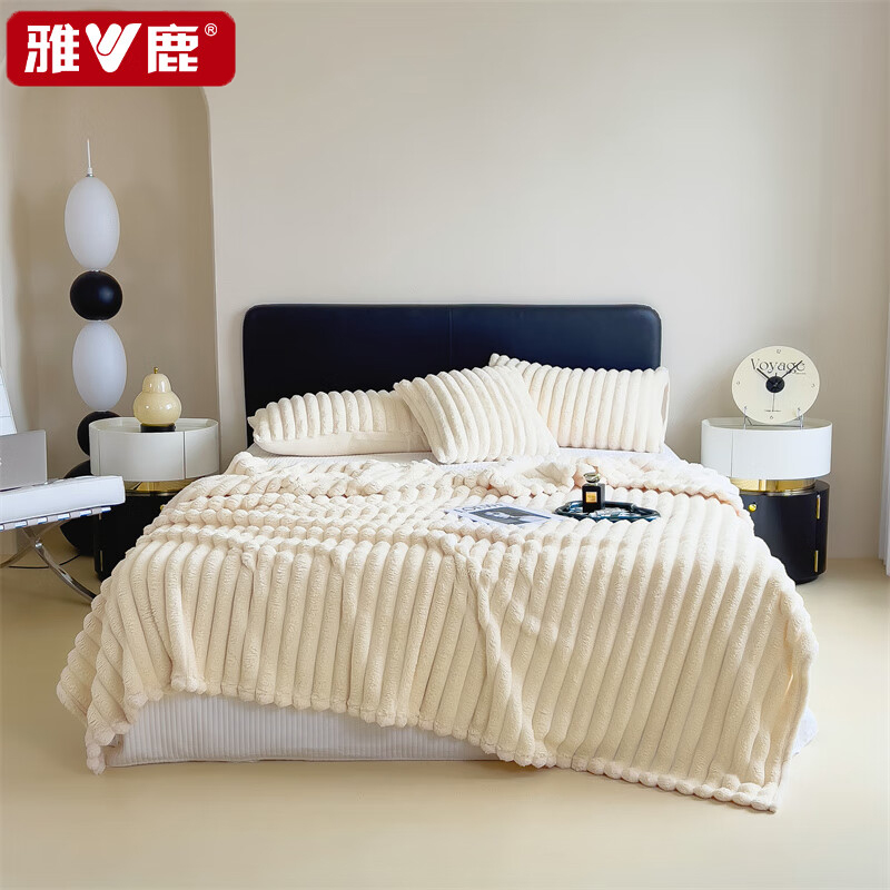 雅鹿  加厚兔毛绒毛毯YLMT076-1