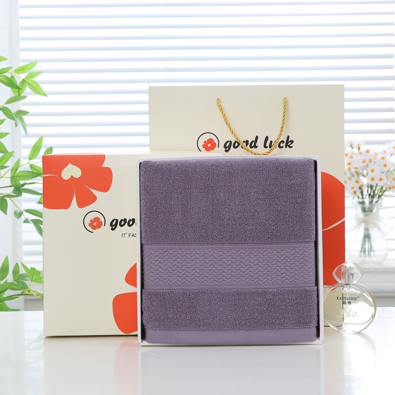 奥来纯  纯棉微澜浴巾单条礼盒高档伴手礼