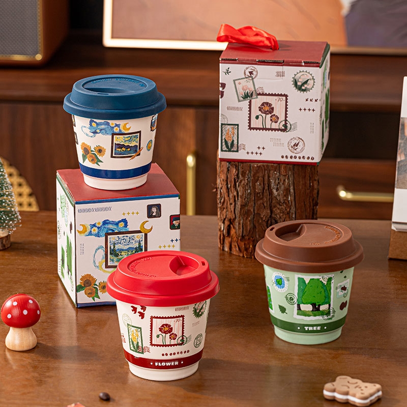 邮票陶瓷小号咖啡杯230ml3648-9