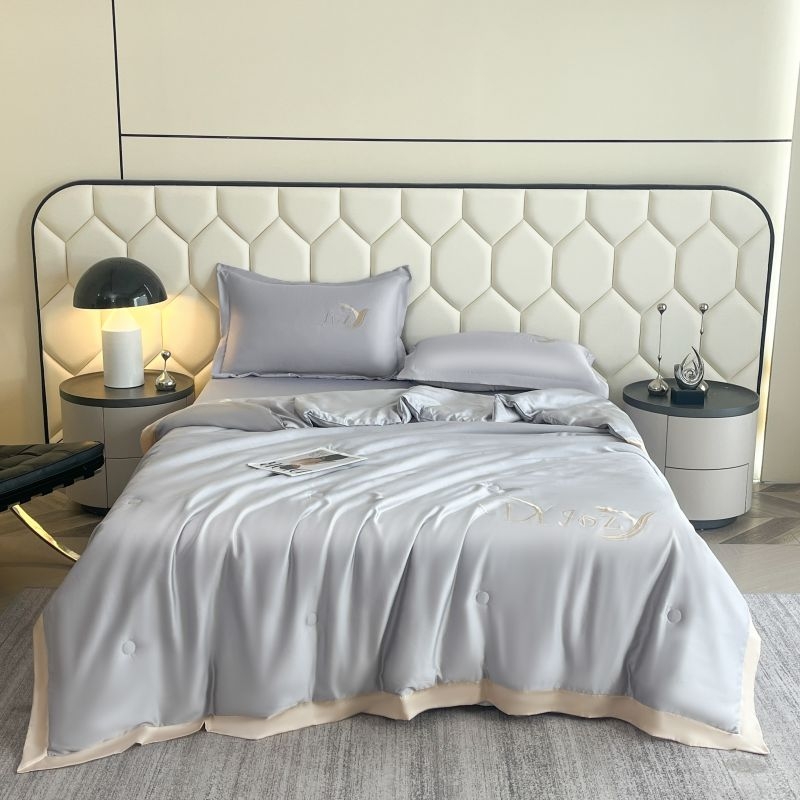 花花公子  水洗真丝纯色宽边刺绣夏被空调被PLAYBOY-215