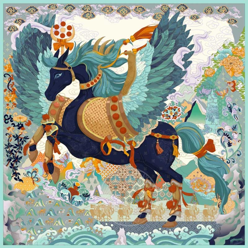 蚕玺  联名系列丝路天马真丝大方巾