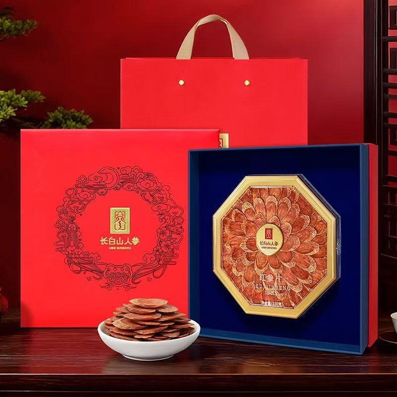 长白山人参  红参排片八角礼盒装100g