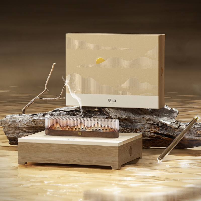 清朴堂  观山线香器胡桃木款