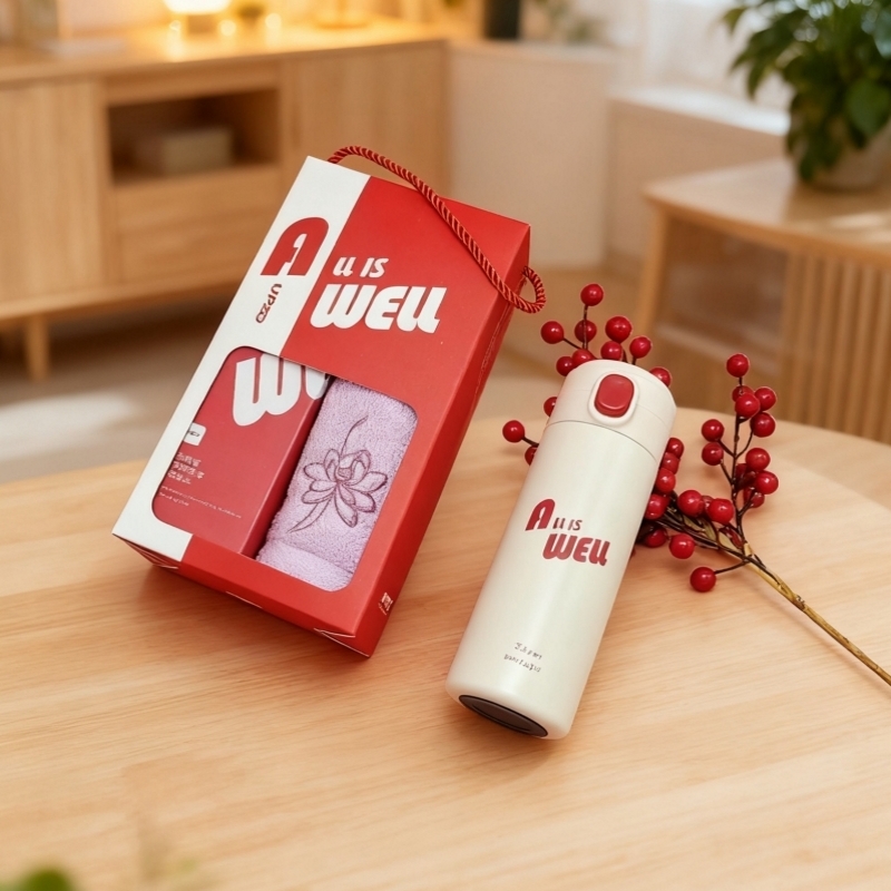 优品尚竹  炫彩保温杯毛巾礼盒A16B11