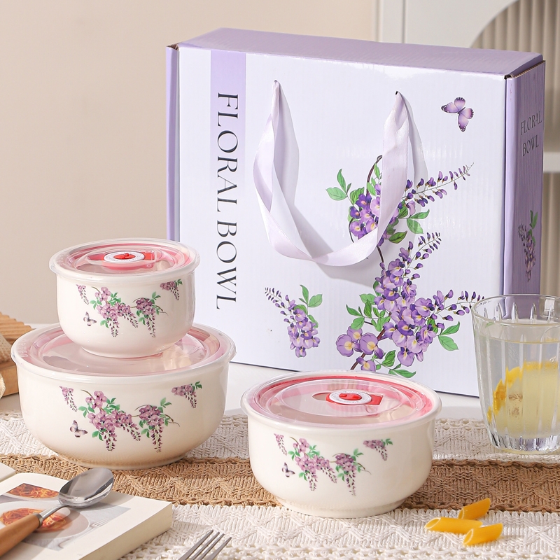 顺聪  陶瓷保鲜碗密封碗三件套