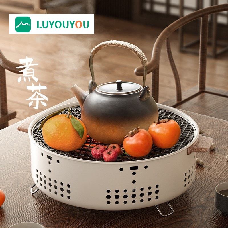 路悠悠  圆形烧烤炉围炉煮茶象牙白ZC0768