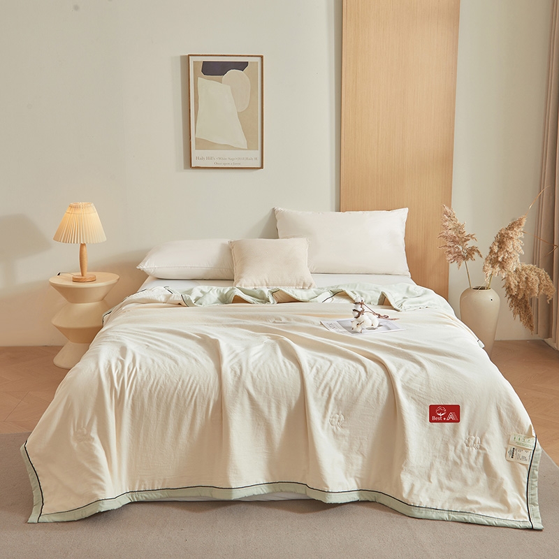 花花公子  古棉云感皱皱纱宽边嵌条夏凉被PLAYBOY-240