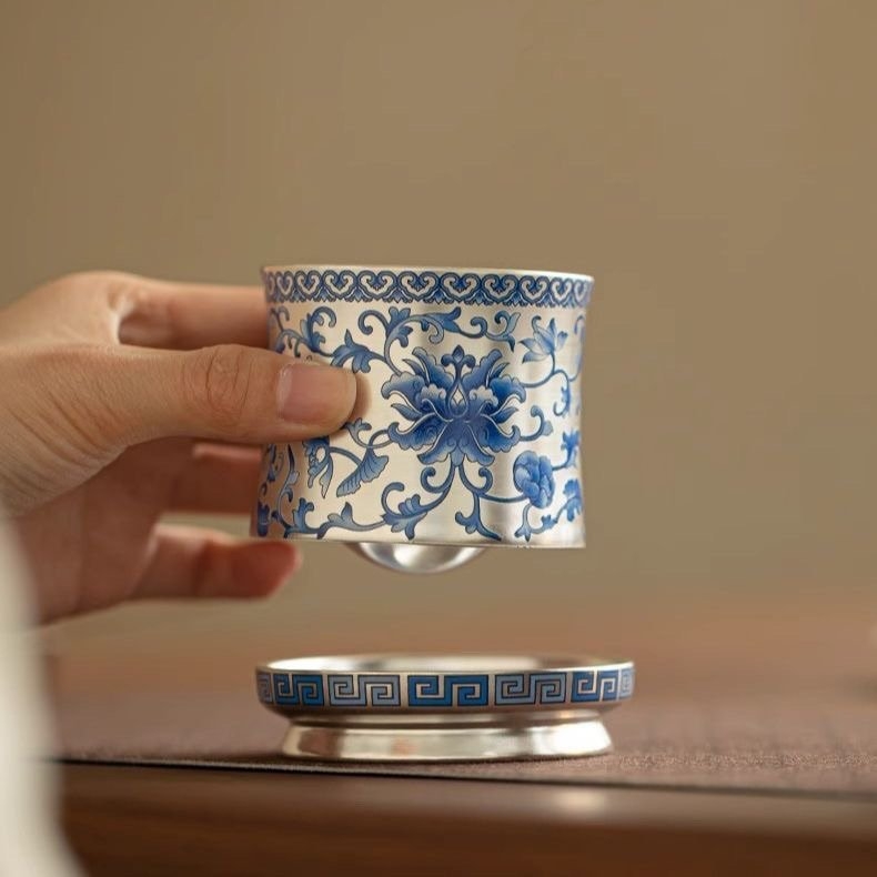 唐川  鎏银时来运转陶瓷茶杯主人杯高档