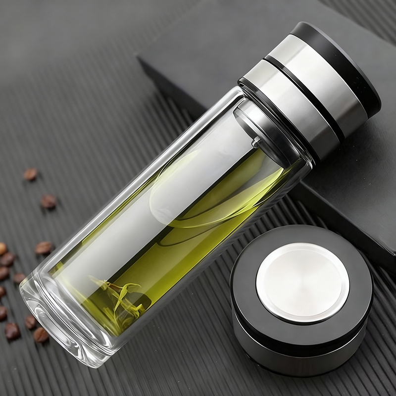 至作  高档茶水分离玻璃杯400MLSNK-1640