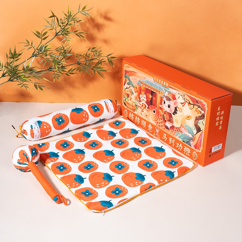 承夏文化  柿柿顺意马到功橙艾锤坐垫艾枕CX2025-Q33