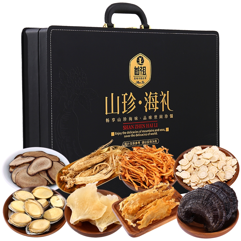 首祖  山珍海产干货人参鱼胶鲍鱼礼盒装360g