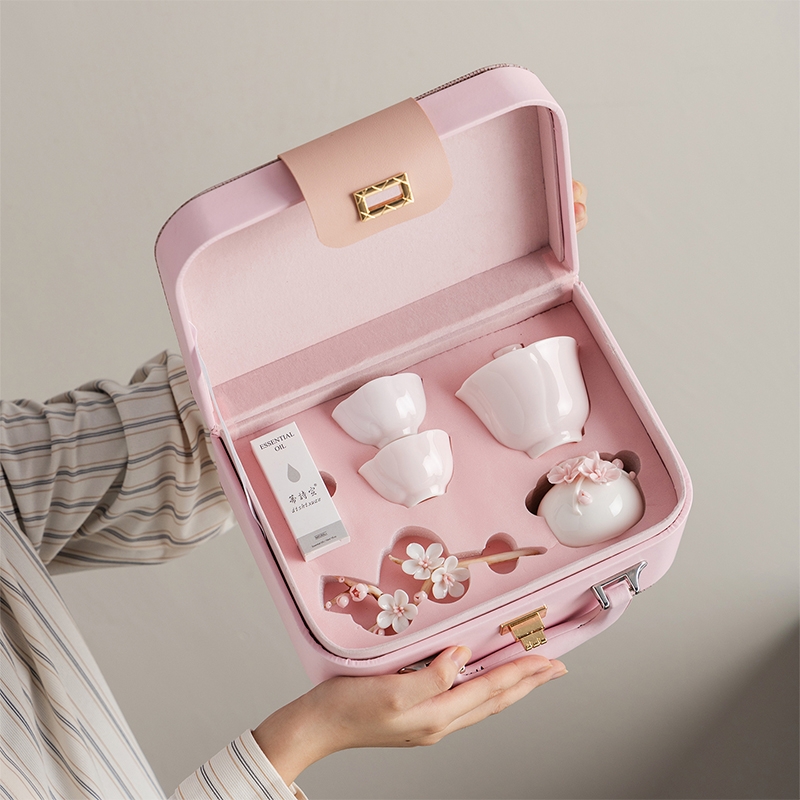 辞蕴  粉色捏花功夫茶具套装伴手礼礼盒