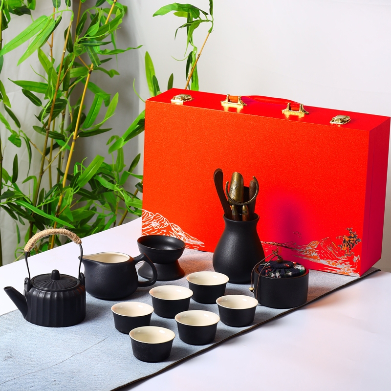 茶道六君子陆宝粗陶茶具套装