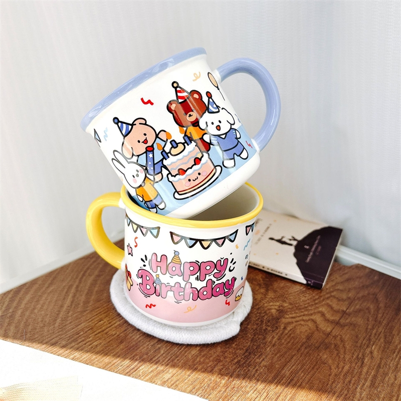 卡通儿童生日陶瓷杯350mlJ066