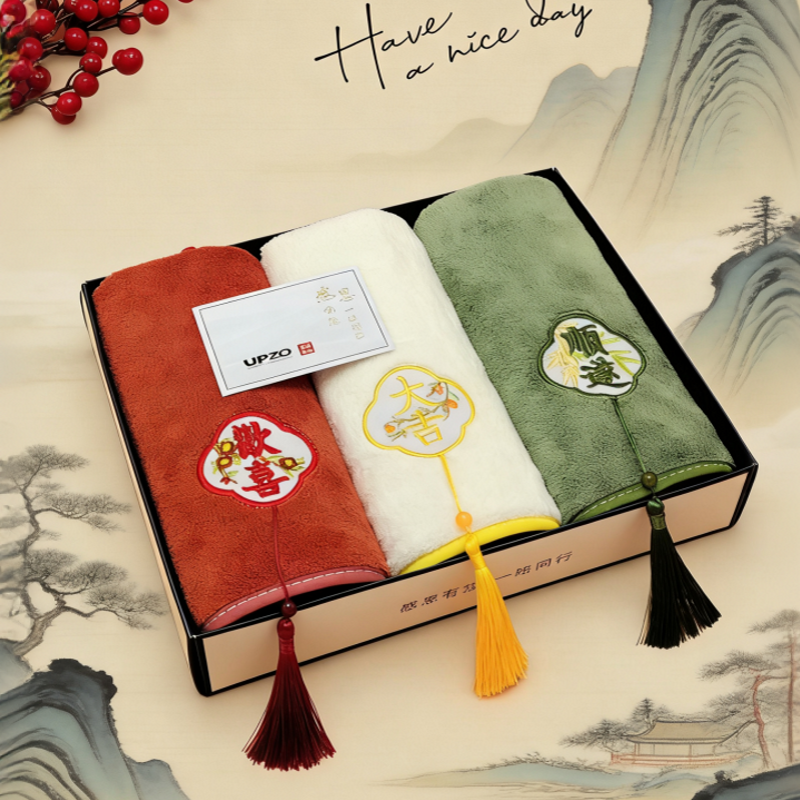 优品尚竹  微米国风毛巾三条装WMGF-03