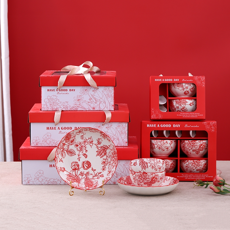 顺聪  满园玫瑰碗勺陶瓷餐具套装