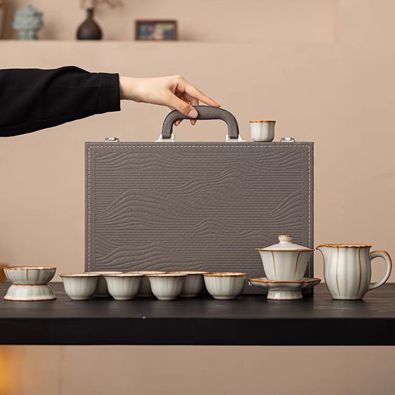 高端莲花亚黄汝瓷茶具