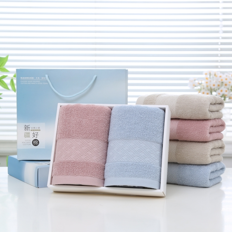 奥来纯  棉编织纹双巾礼盒