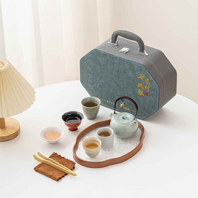 辞蕴  五大名窑旅行茶具商务礼品套装