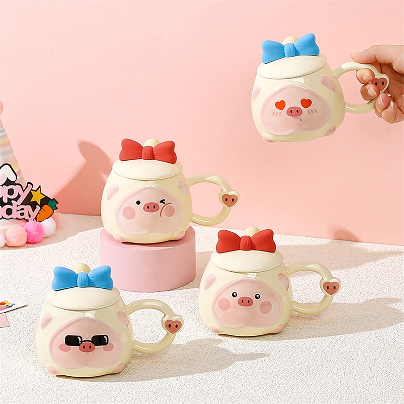 猪猪表情蝴蝶结杯子400mlC8012