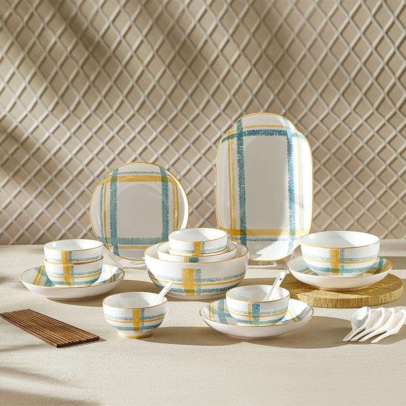 釉夏  蓝屿晴格陶瓷餐具二十六件套Y-LY/L26