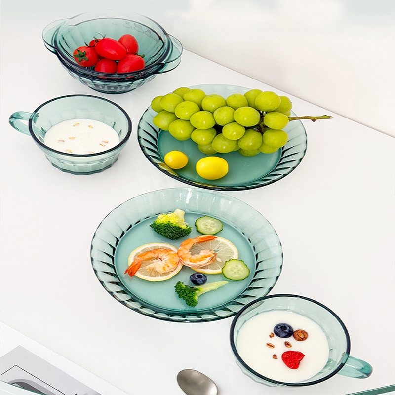 阿尔法鱼  湖绿色玻璃餐具六件套AG006