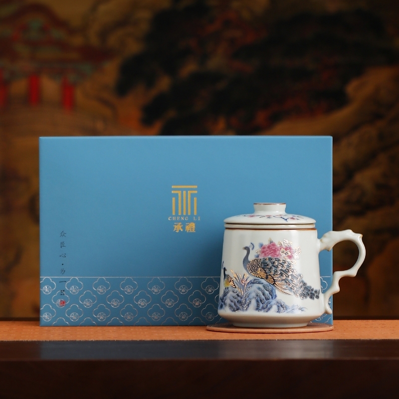 承礼  汝窑凤栖祥瑞龙雀办公杯