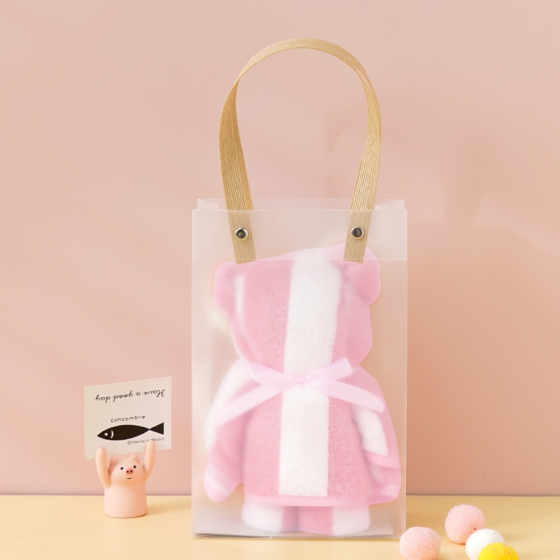 奥来纯  珊瑚绒宽条毛巾小熊伴手礼生日礼