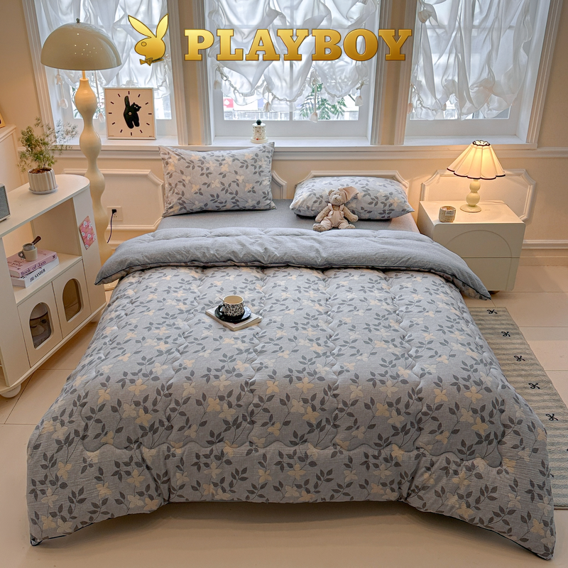 花花公子  原麻复古双层纱亲肤保暖大豆被PLAYBOY-174