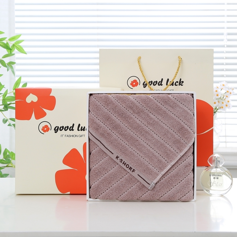 奥来纯  全棉简云单条浴巾礼盒商务伴手礼