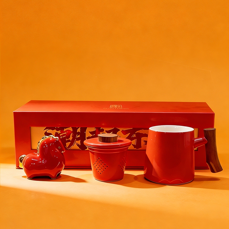 匠界新物  潮起东方陶瓷摆件办公杯开门红套