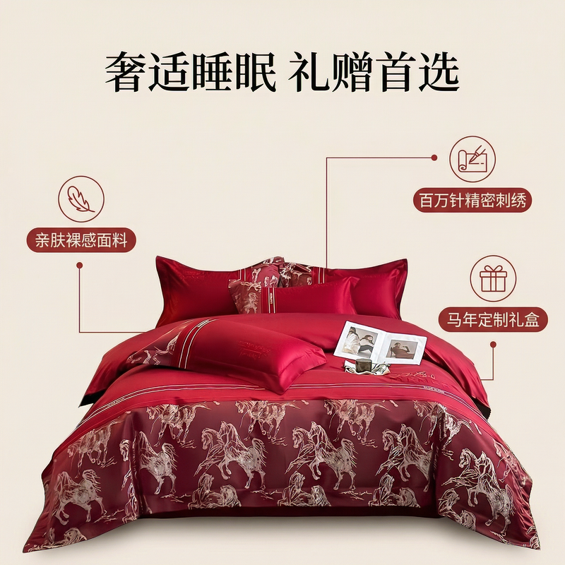 花花公子  马年限定提花亲肤棉刺绣四件套PLAYBOY-205