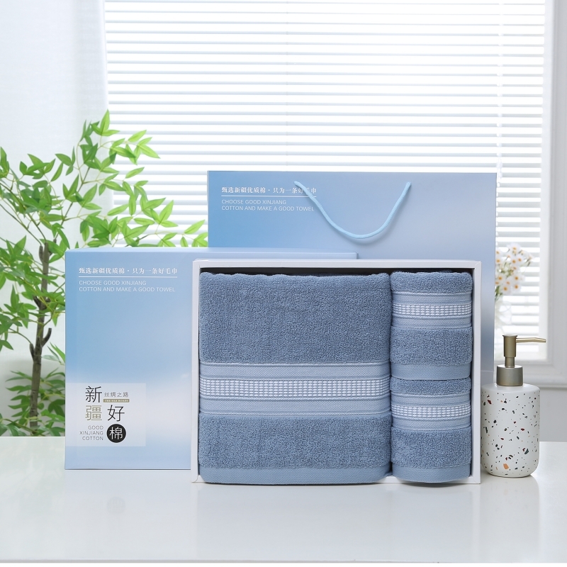奥来纯  全棉恋尚浴巾毛巾三件套礼盒